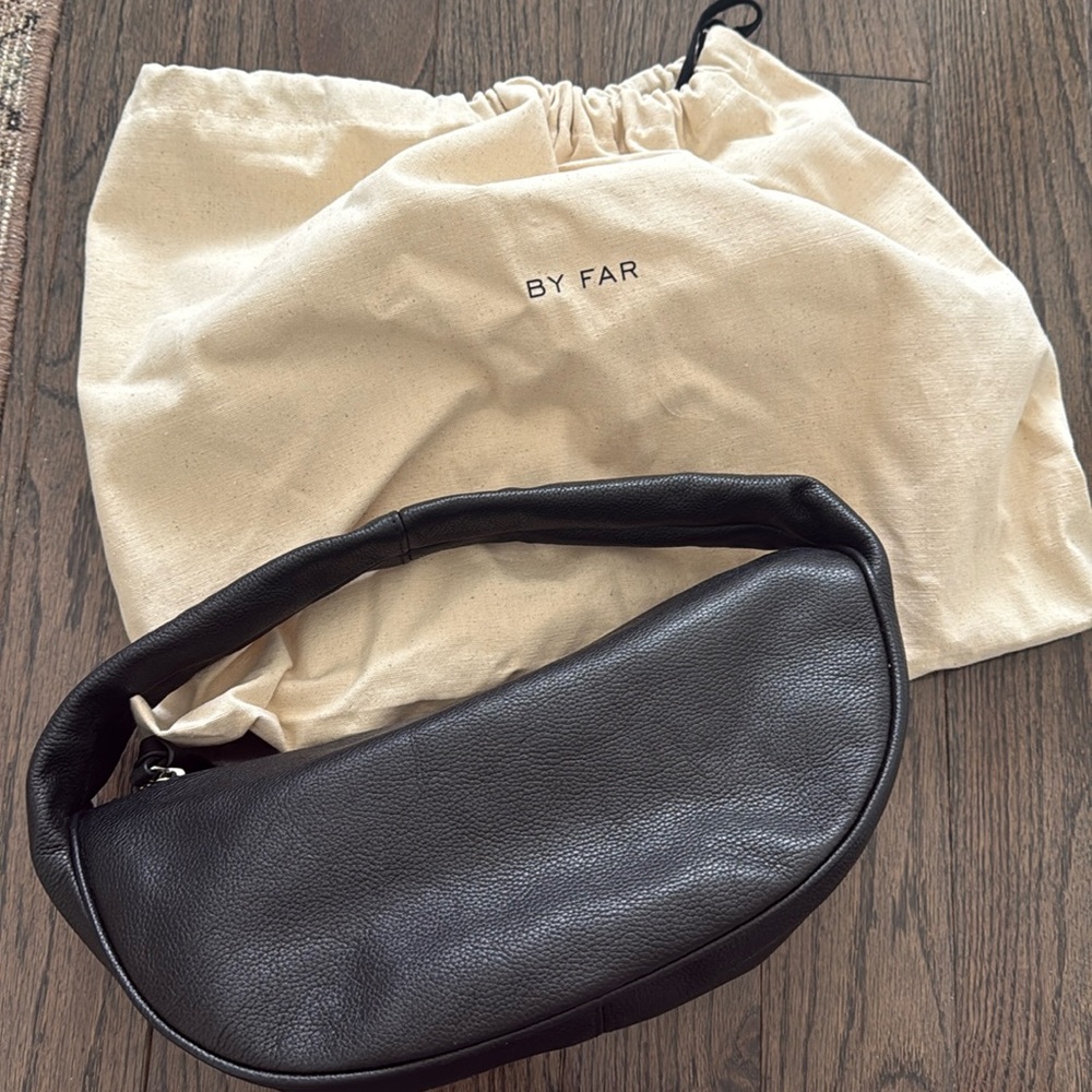 BY FAR CUSH BLACK FLAT GRAIN LEATHER BAG